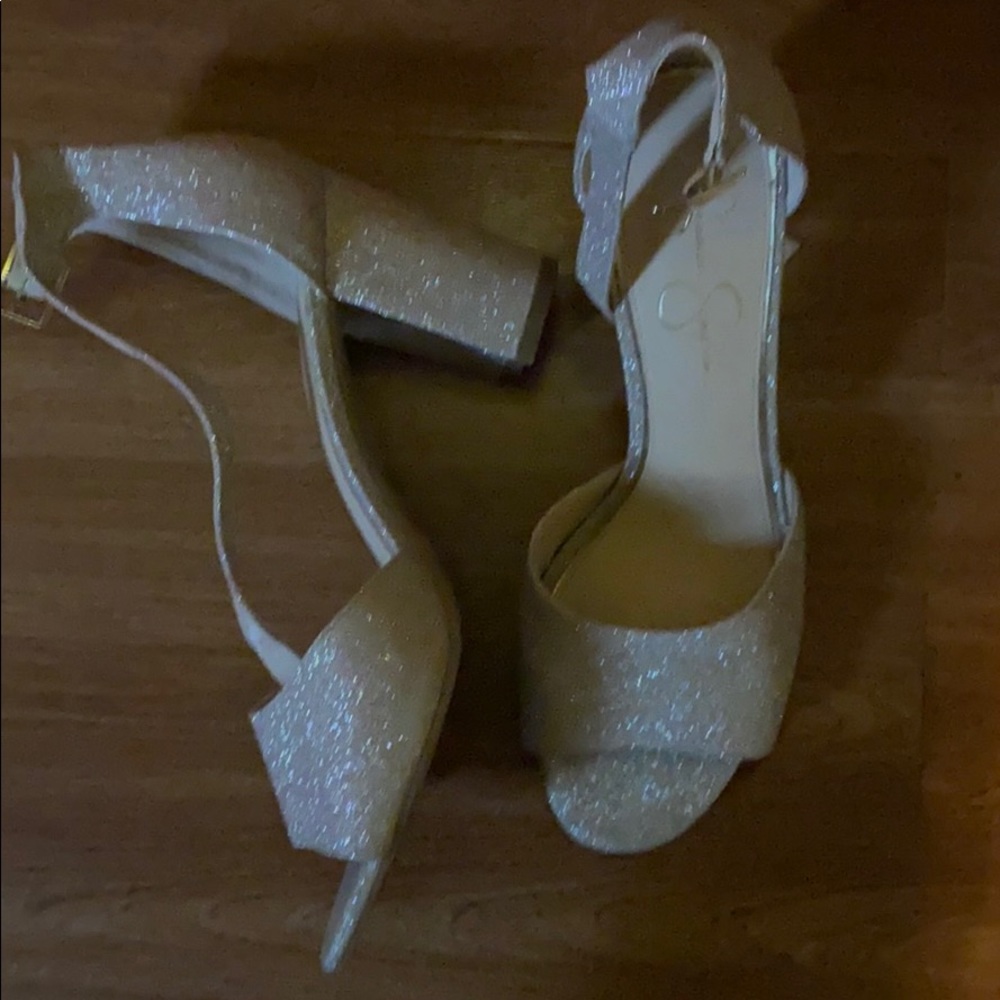 Jessica Simpson gold sparkle dress shoes
